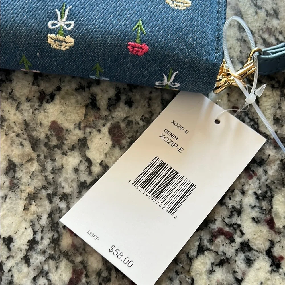 Betsey Johnson Denim Floral Wristlet Wallet - Picture 5 of 6